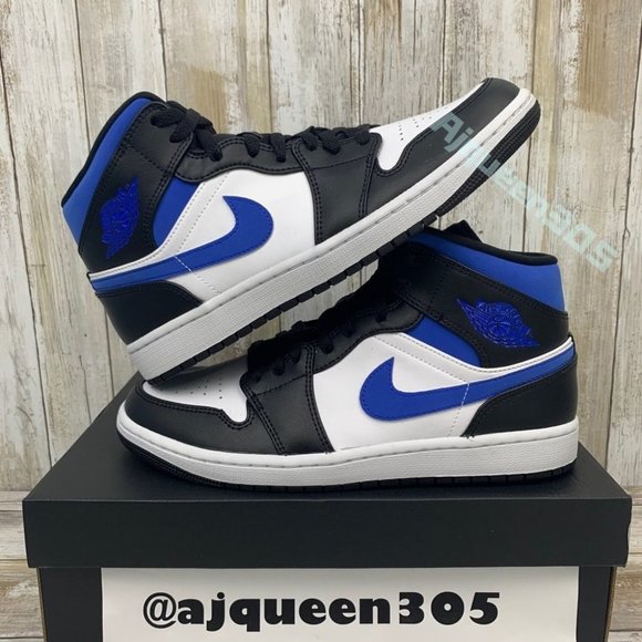 Air Jordan 1 Mid White Black Laser Blue - Picture 2 of 6